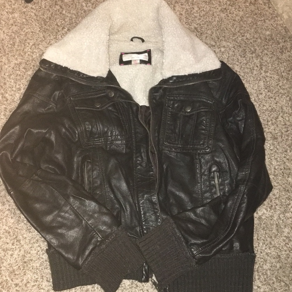 Dark down wool bomber jacket